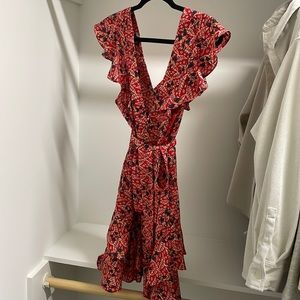 Red floral mini dress